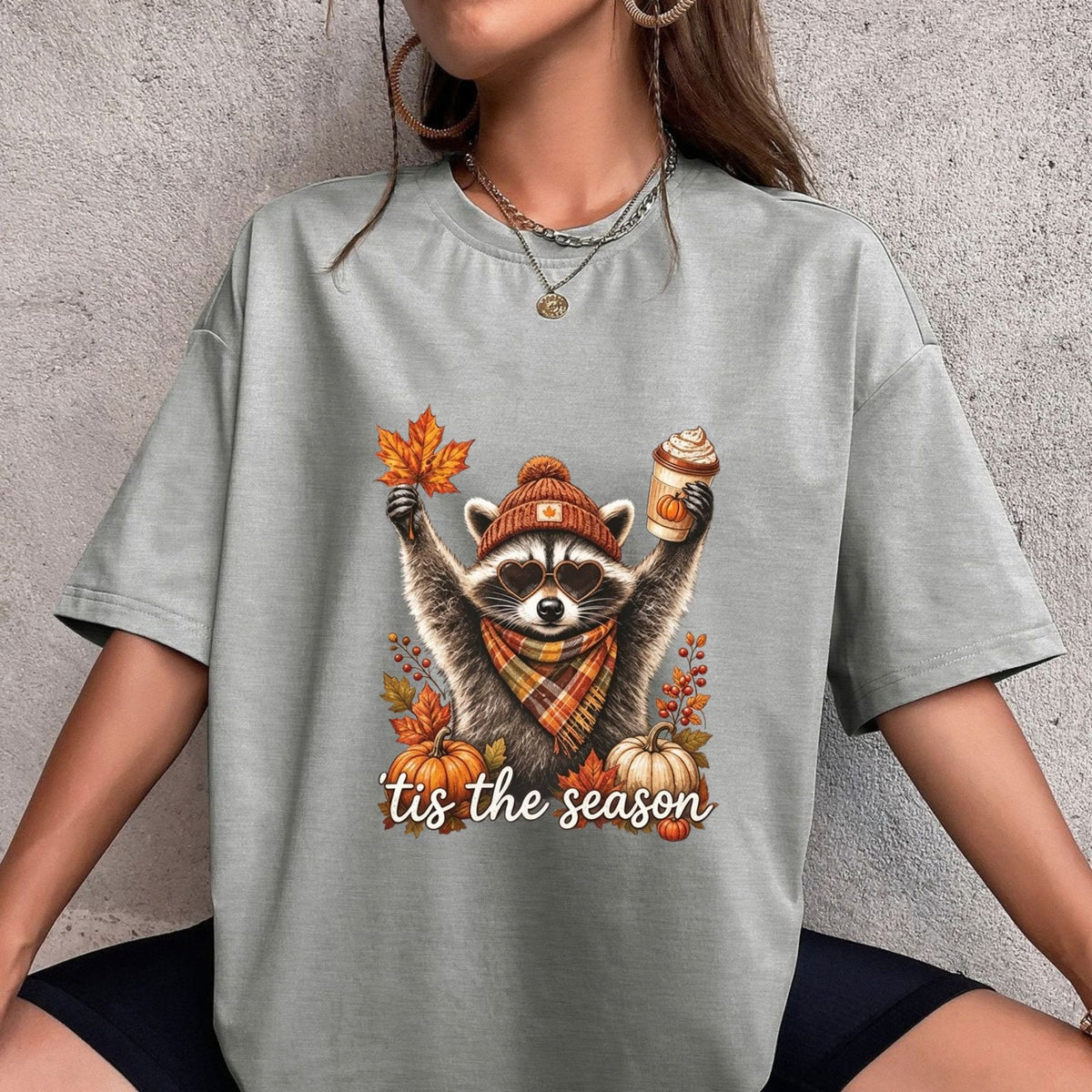 Retro Autumn Raccoon T-Shirt