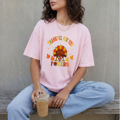 Sarcastic Squad Gratitude T-Shirt – Vintage Friendsgiving Humor Graphic Tee