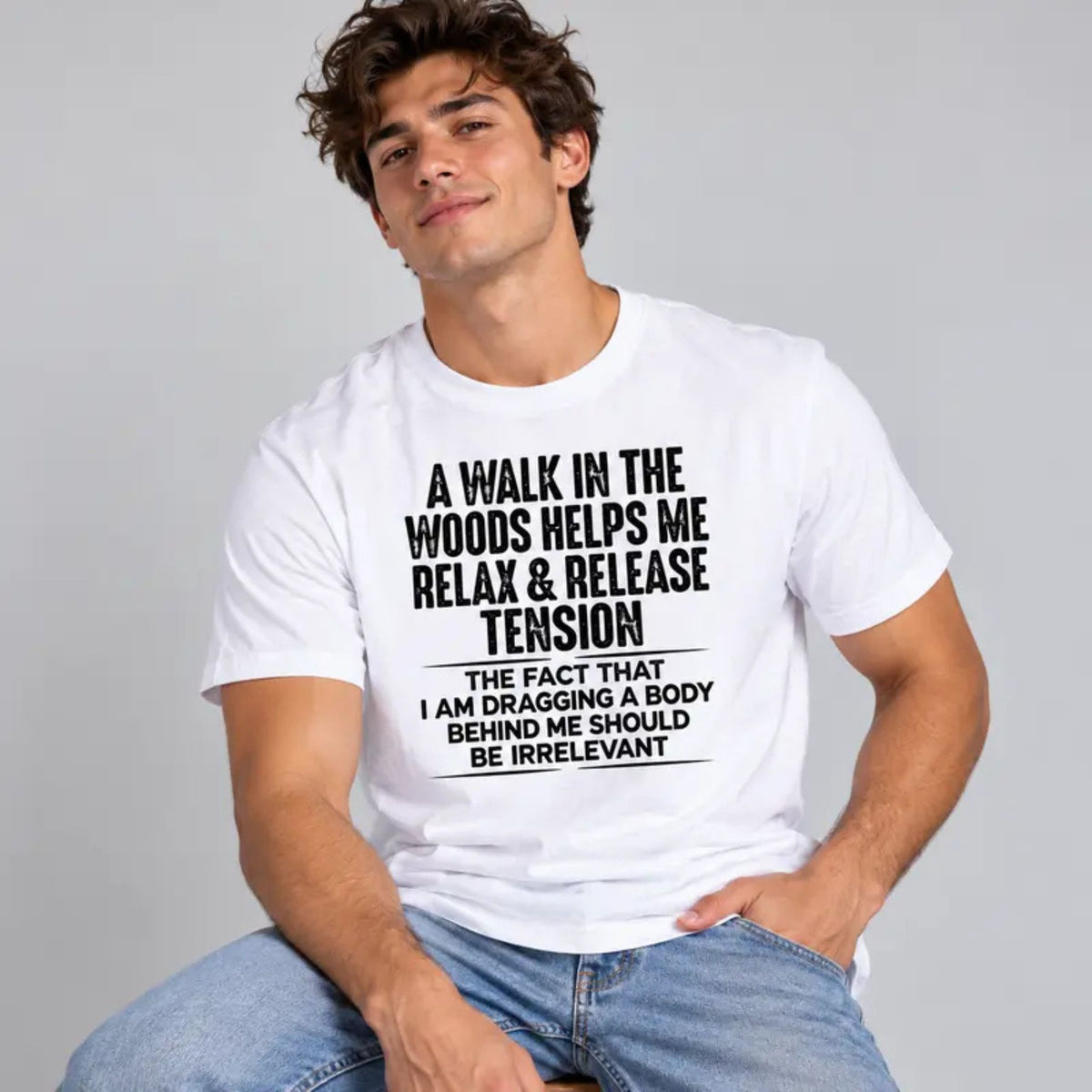 Lost In The Woods Therapy T-Shirt – Distressed Dark Humor Nature Graphic Tee
