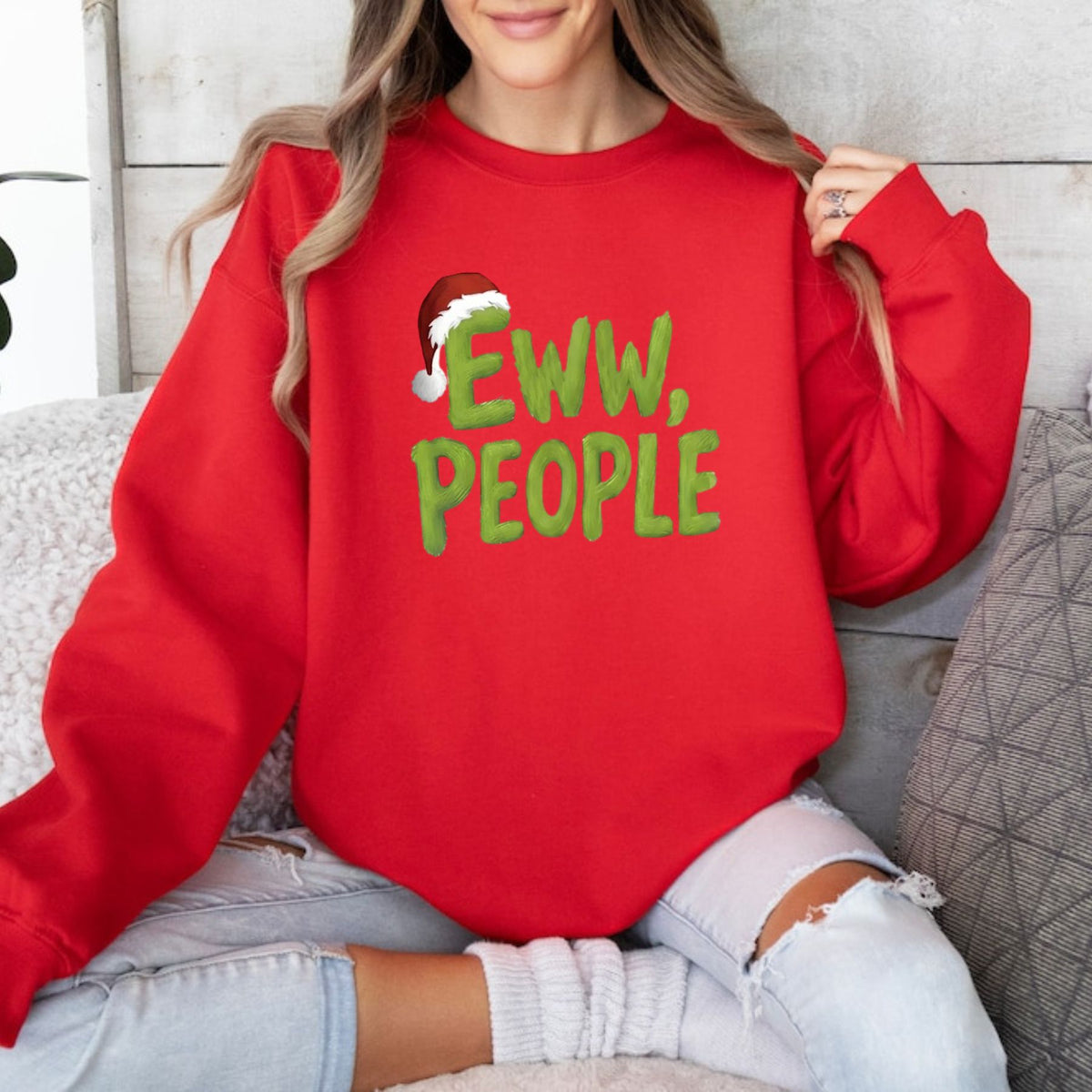 Eww People Christmas Crewneck Sweatshirt – Funny Anti-Social Holiday Graphic Pullover