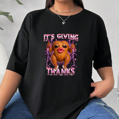 It’s Giving Gratitude Slang T-Shirt – Trendy Turkey Meme Thanksgiving Graphic Tee