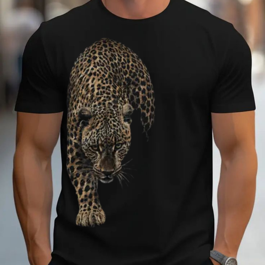 Black Leopard Graphic T-Shirt – Black Unisex Animal Print Streetwear Tee