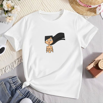 Total Drama Island Heather Ripped Off T-Shirt – Vintage 2000s Cartoon Graphic Tee