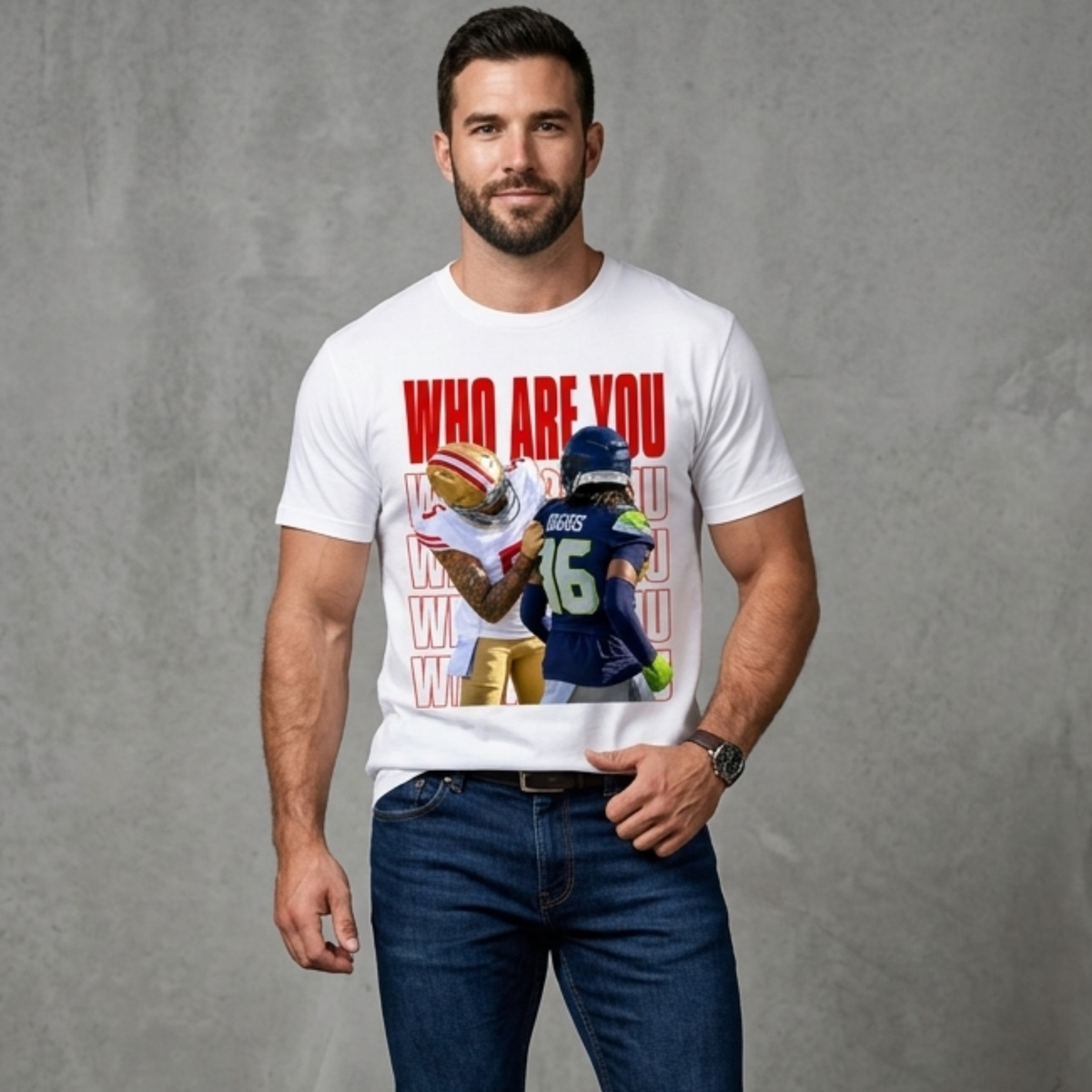 Gridiron Trash Talk Tee – Red Lettering Game Day Rivalry Shirt