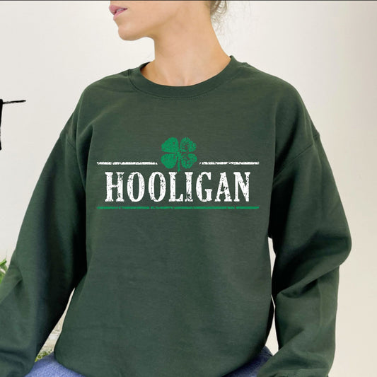 Crazy Dog Hooligan Shamrock Sweatshirt – Funny St. Patrick's Day Graphic Pullover
