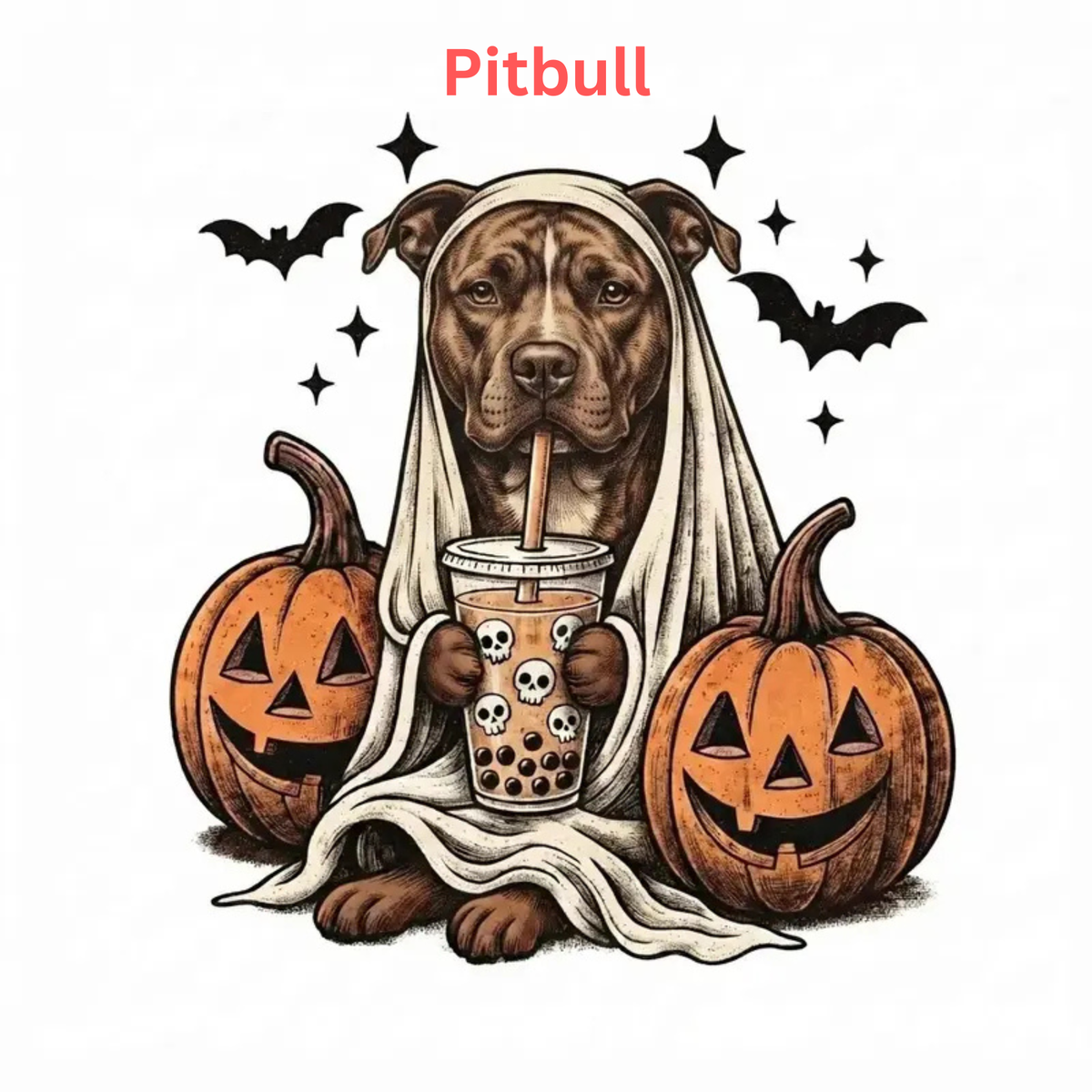 Comfort Colors® Custom Ghost & Boba Tea Halloween Dog T-Shirt