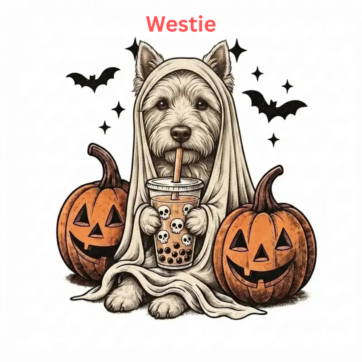 Comfort Colors® Custom Ghost & Boba Tea Halloween Dog T-Shirt