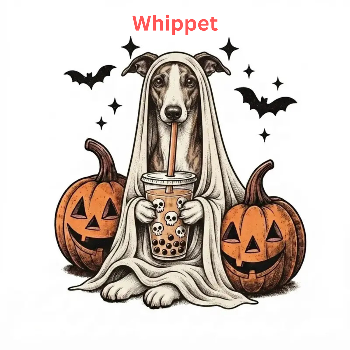 Comfort Colors® Custom Ghost & Boba Tea Halloween Dog T-Shirt