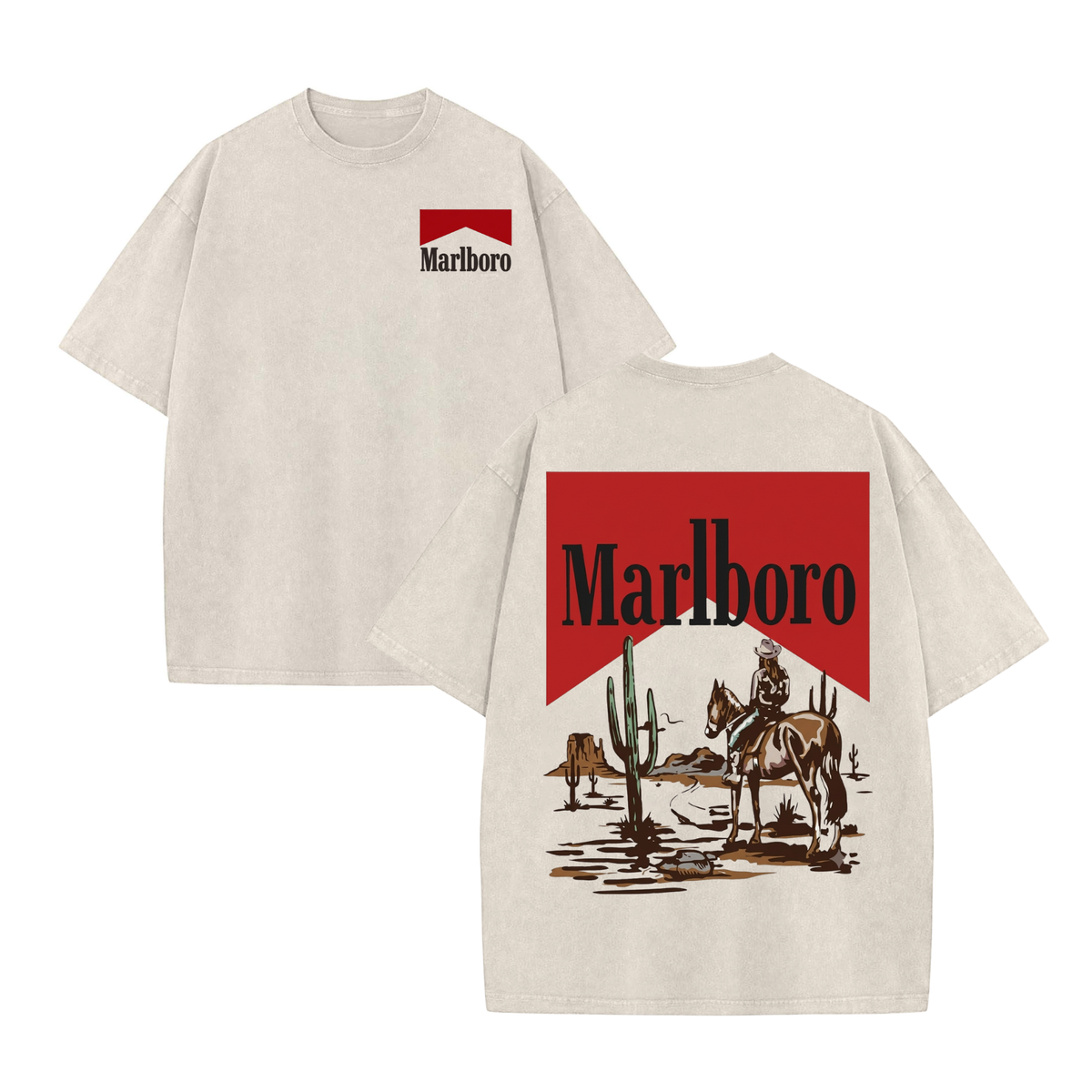 Vintage Acid Wash Cowboy Art Dark Americana Graphic T-Shirt