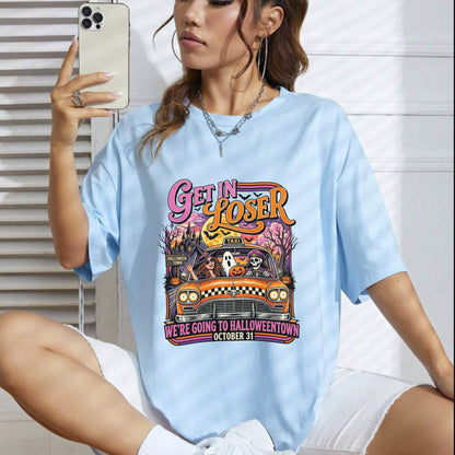 Spooky Express Destination T-Shirt – Nostalgic Retro Halloween Travel Graphic Tee
