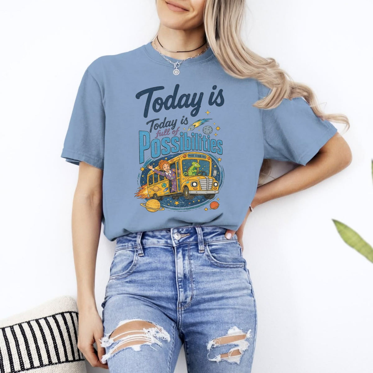 Today Is Full Of Possibilities Teacher Shirt – Comfort Colors Retro School Bus Graphic Tee