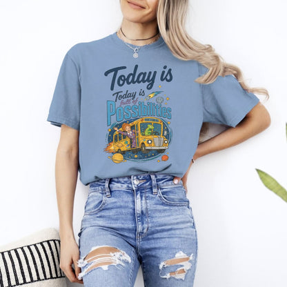 Today Is Full Of Possibilities Teacher Shirt – Comfort Colors Retro School Bus Graphic Tee