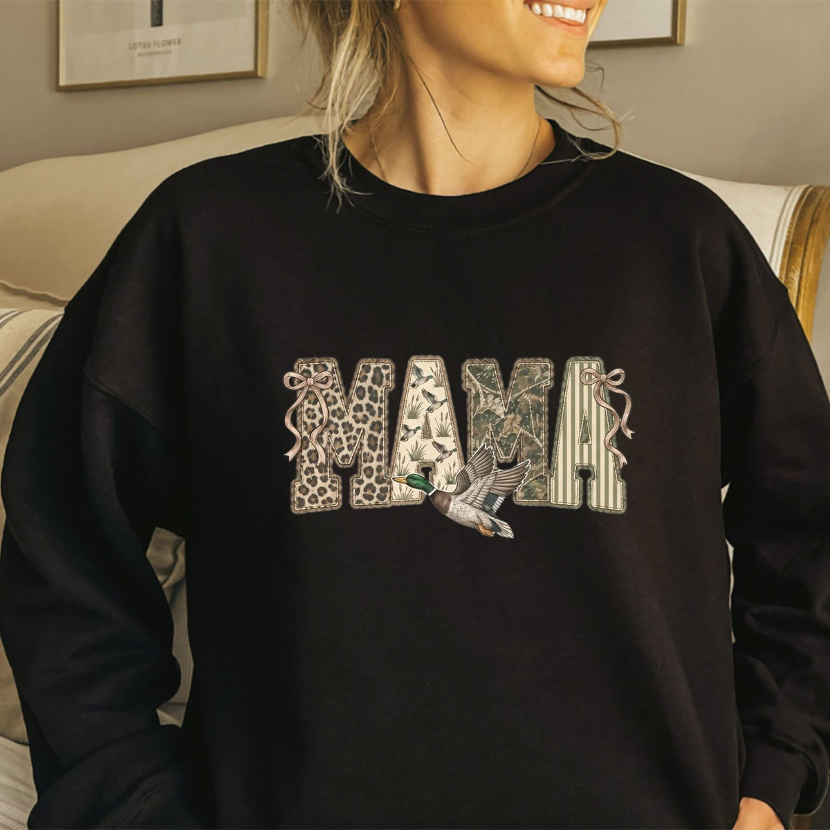 Camo Mama Hunting Sweatshirt – Retro Duck Hunting Crewneck