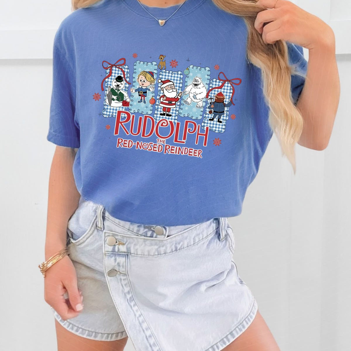 Retro Rudolph Christmas Graphic Shirt – Comfort Colors Funny Reindeer Holiday Tee