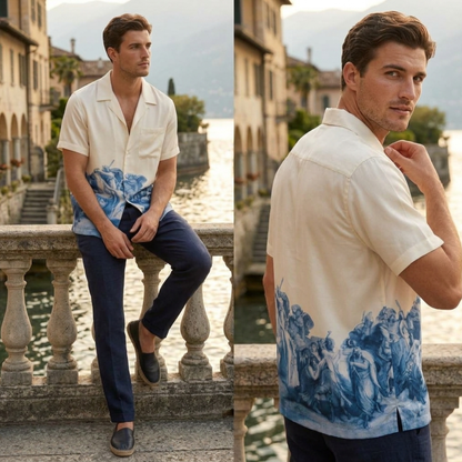 Greek Mythology Oil Painting Silk Hawaiian Camp Collar Shirt