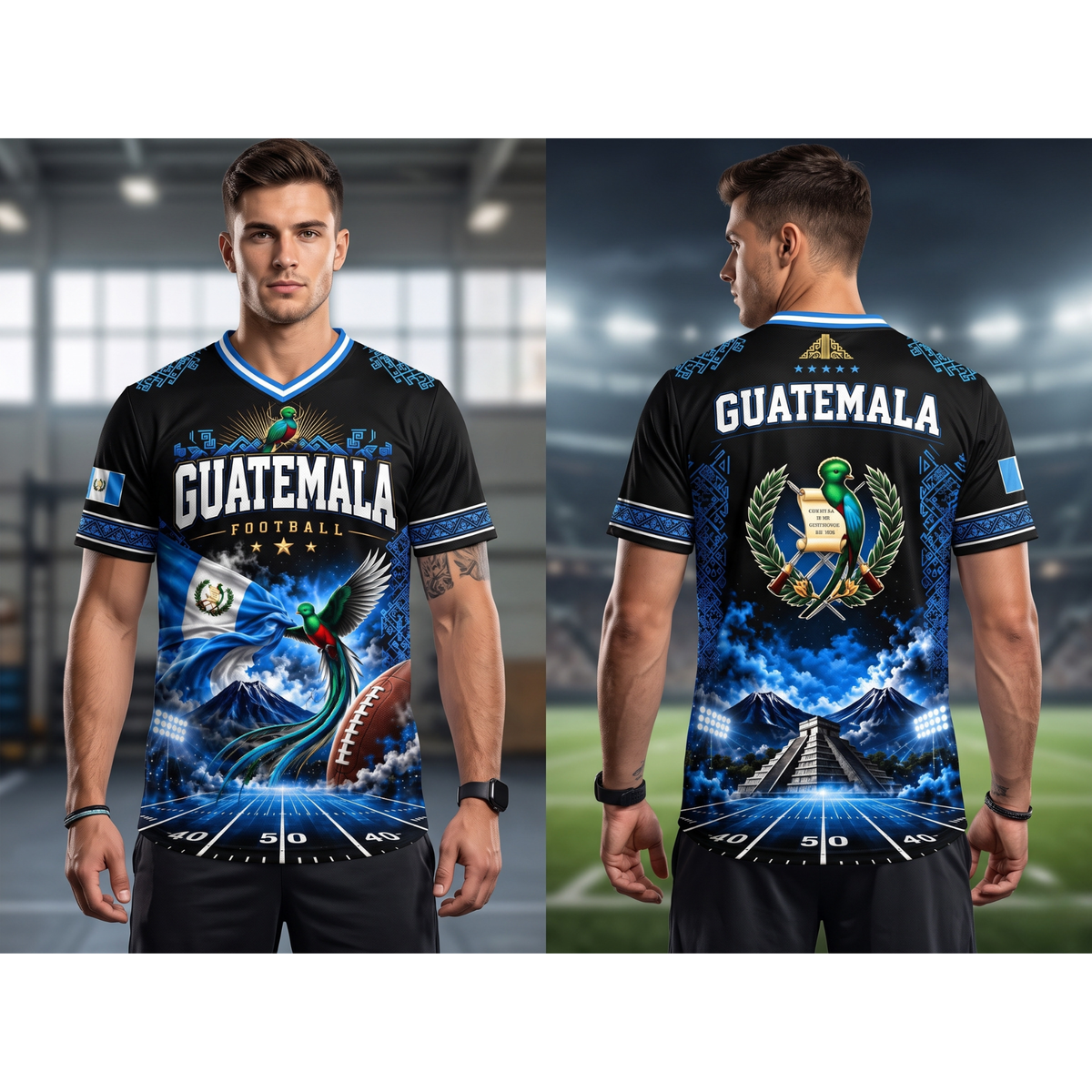 Guatemala National Team Hybrid Mesh Soccer V-Neck Shirt