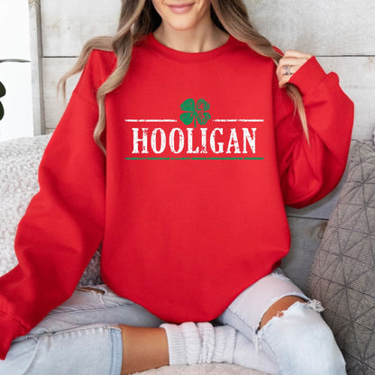 Crazy Dog Hooligan Shamrock Sweatshirt – Funny St. Patrick's Day Graphic Pullover