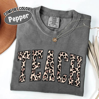 Retro Leopard Teacher Life Graphic Tee - Vintage Soft Cotton Unisex Back to School Teacher Appreciation Gift T-Shirt
