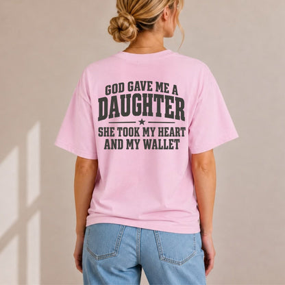 Heart & Wallet Stolen By Daughter T-Shirt – Funny Girl Dad Quote Graphic Tee