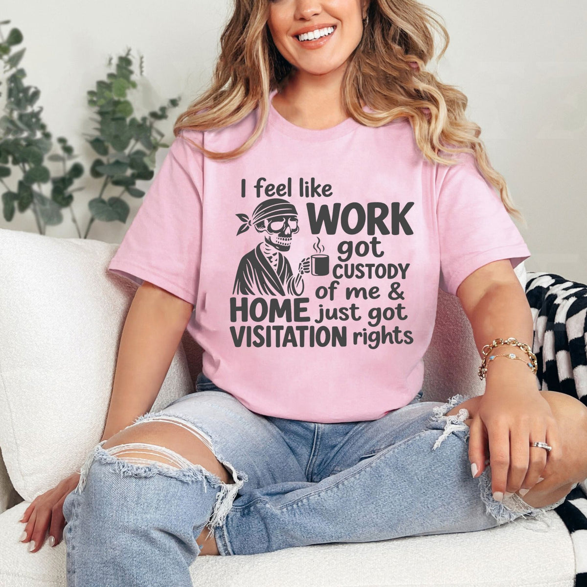 Dead Inside Still Working Skeleton Coffee T-Shirt – Funny Workplace Humor Tee