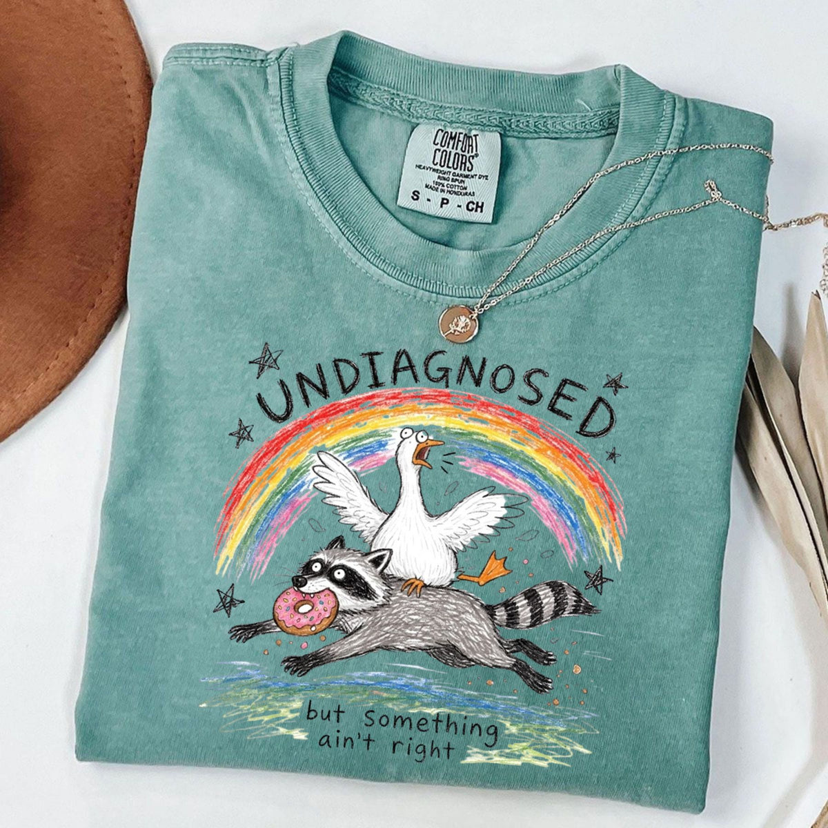 Funny Goose Riding Raccoon T-Shirt – Comfort Colors Graphic Meme Tee