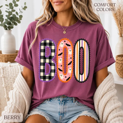Comfort Colors® Preppy Boo Gingham Ghost Graphic T-Shirt
