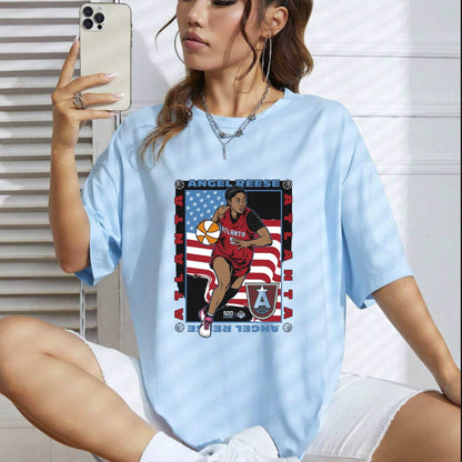 Angel Reese Atlanta Dream T-Shirt – Patriotic American Flag Basketball Graphic Apparel