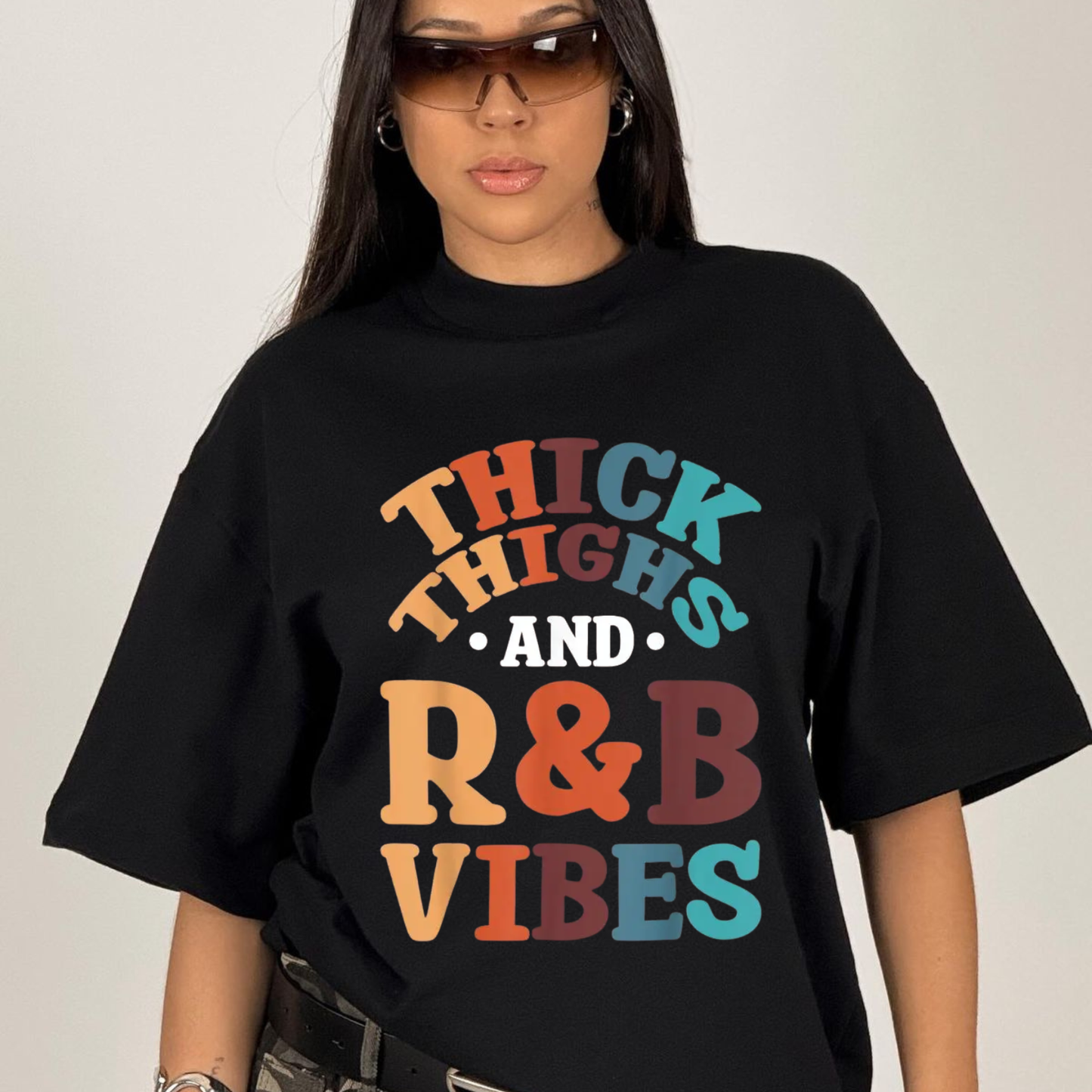 Retro 90s R&B Music Vibes Graphic Tee - Vintage Soft Cotton Unisex Thick Thighs Body Positivity T-Shirt