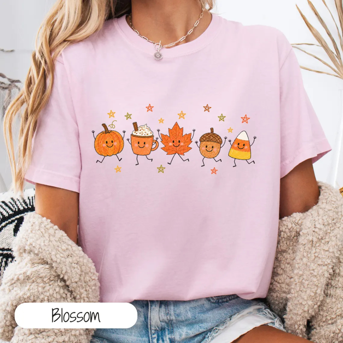 Comfort Colors® Cute Fall Doodle Cozy Season Autumn Graphic T-Shirt