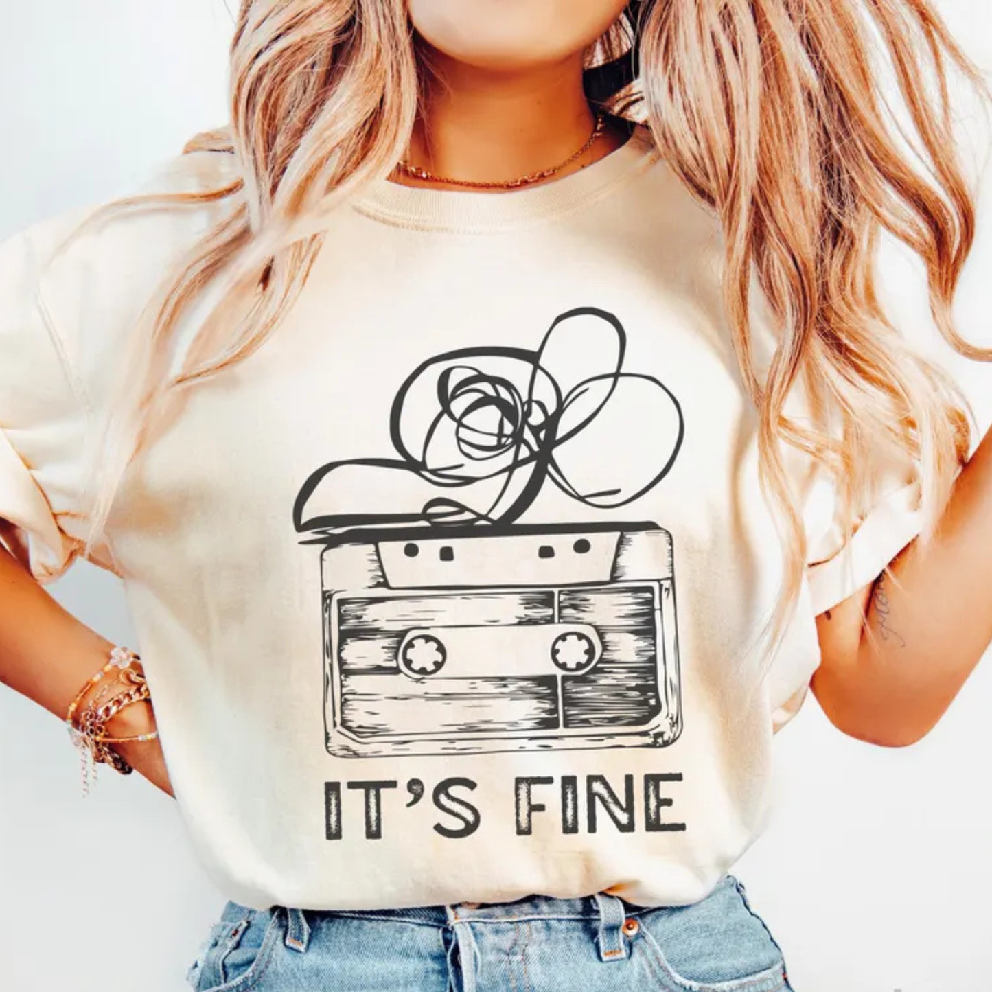 It's Fine Retro Cassette Tape Graphic Tee - Funny 80s 90s Music Vintage Soft Cotton Unisex T-Shirt