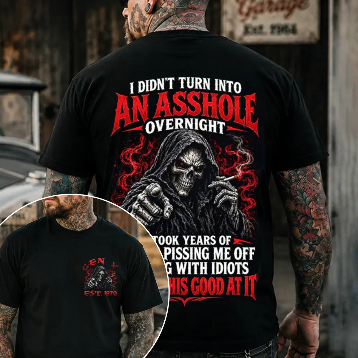 Rude Awakening Tee – Custom Year "I Didn't Turn Into An Asshole Overnight" Biker Graphic Shirt