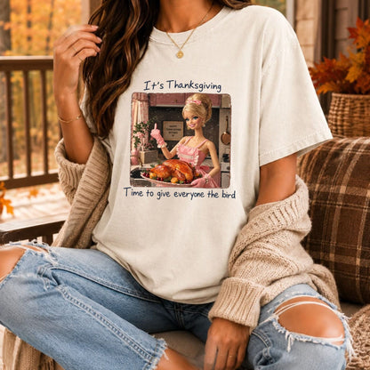 Sarcastic Turkey Day Graphic Tee – Comfort Colors Funny Thanksgiving Doll Face Shirt