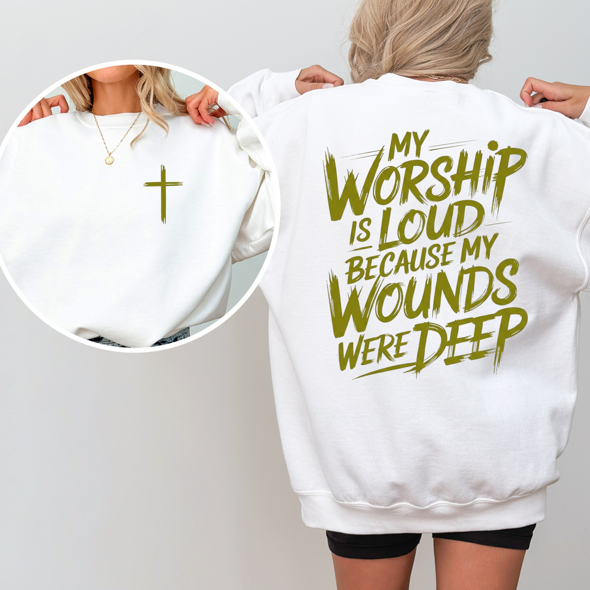 Sacred Waves Restoration Crewneck – Double-Sided Vintage Christian Worship Sweatshirt
