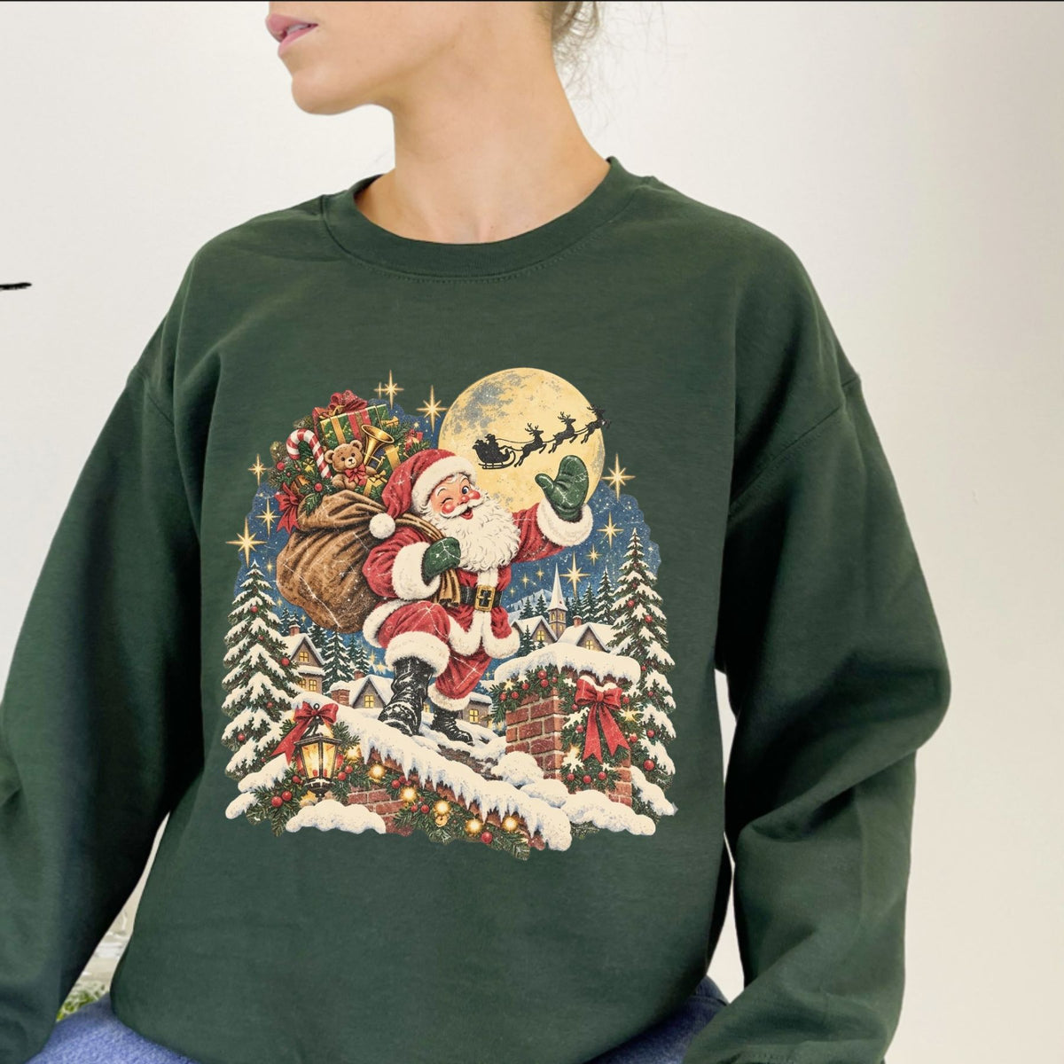 Vintage 90s Retro Santa Christmas Sweatshirt – Classic Holiday Graphic Pullover