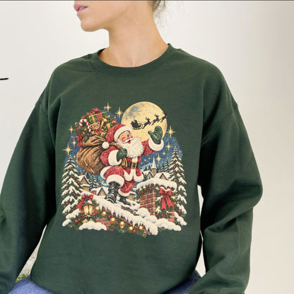 Vintage 90s Retro Santa Christmas Sweatshirt – Classic Holiday Graphic Pullover