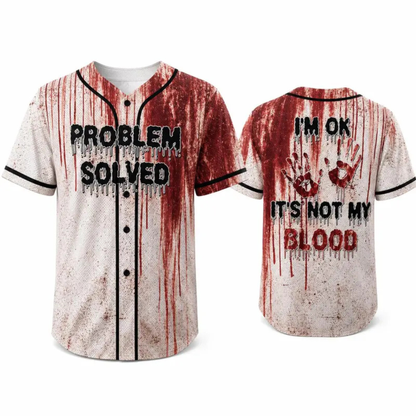 Unisex Horror Theme Graphic "Bloody" Baseball Jersey