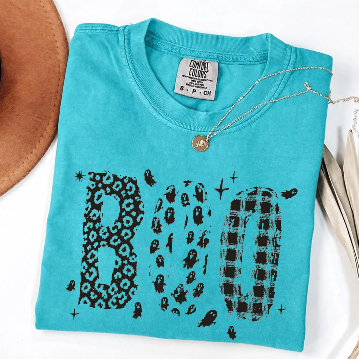 Comfort Colors® Halloween Boo Leopard Print Ghost T-Shirt