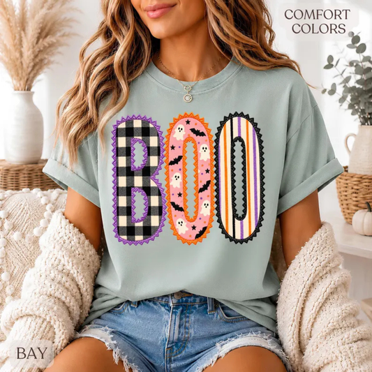 Comfort Colors® Preppy Boo Gingham Ghost Graphic T-Shirt