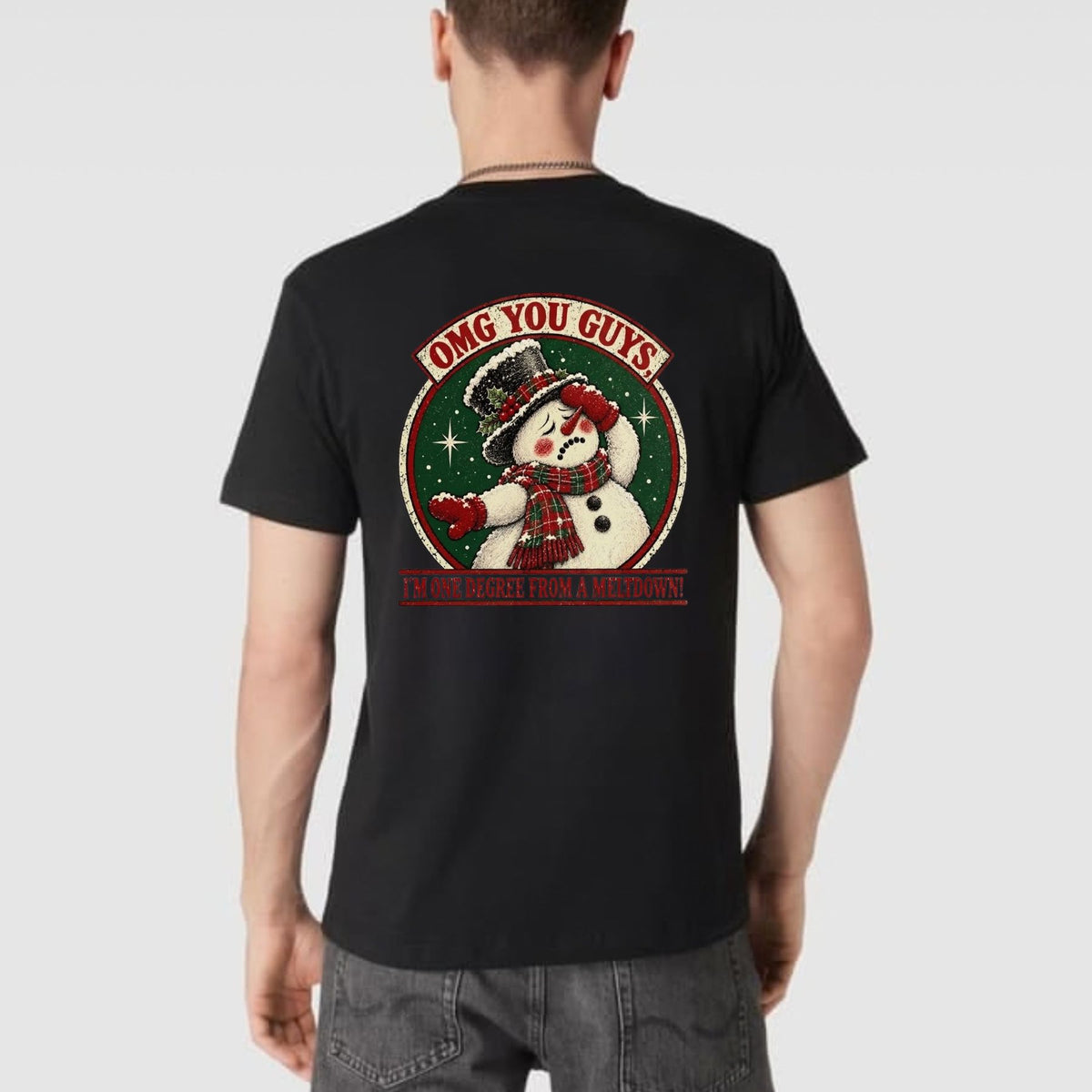 One Degree From Meltdown Snowman T-Shirt – Funny Sarcastic Holiday Humor Tee