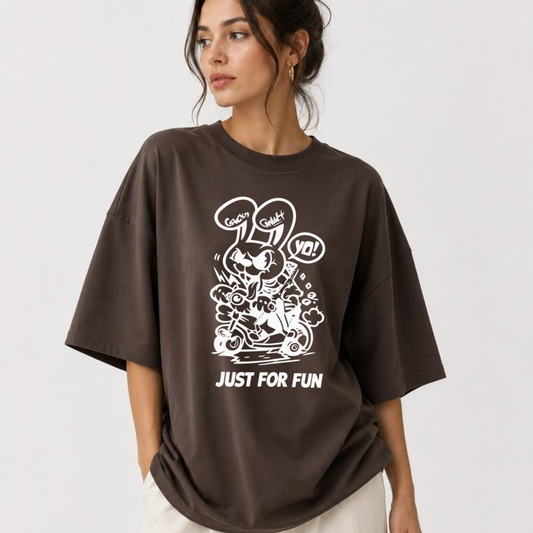 Mischief Hop Graffiti Tee – Just For Fun Urban Cartoon Bunny Shirt