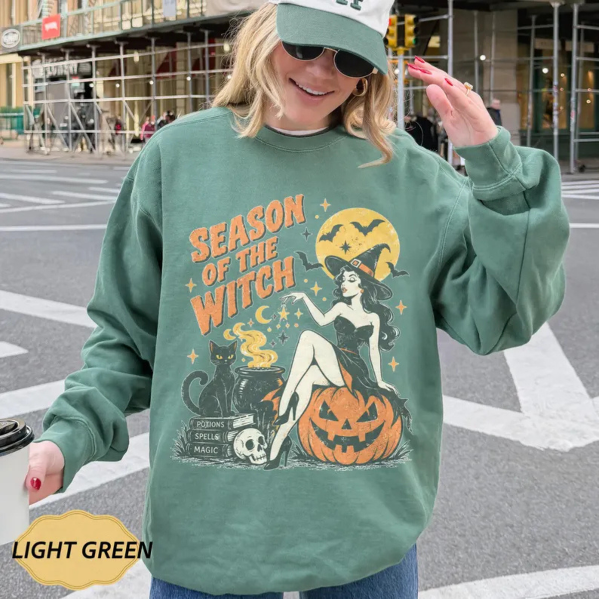 Comfort Colors® Season Of The Witch Pin Up Witch Graphic Sweatshirt