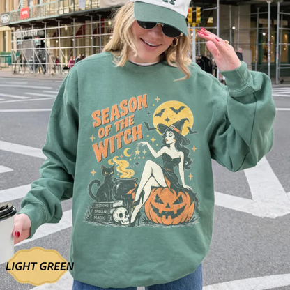 Comfort Colors® Season Of The Witch Pin Up Witch Graphic Sweatshirt