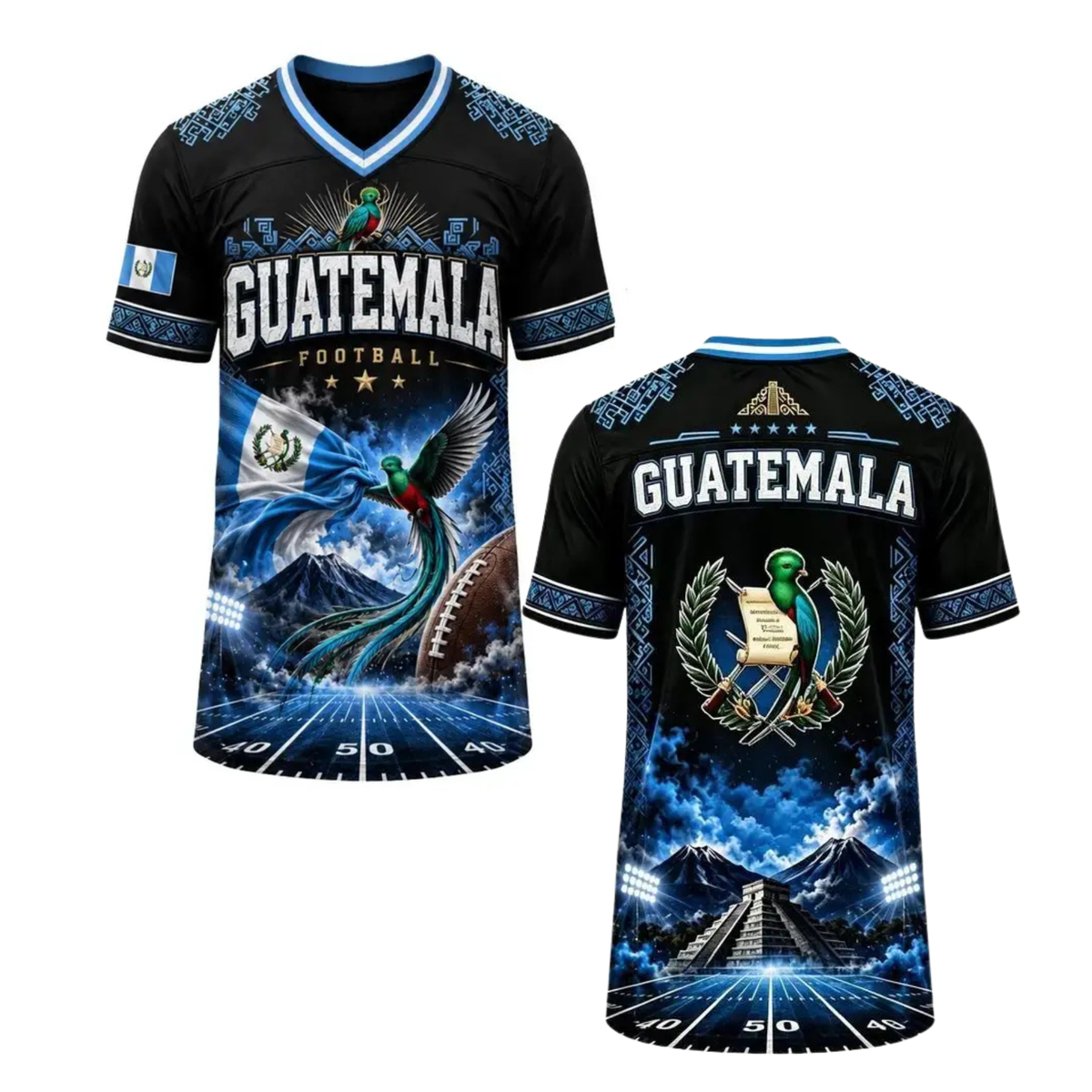 Guatemala National Team Hybrid Mesh Soccer V-Neck Shirt
