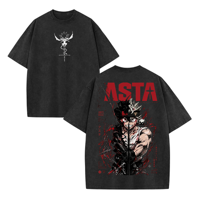 Retro Anime Anti-Magic Heavyweight Washed Graphic T-Shirt