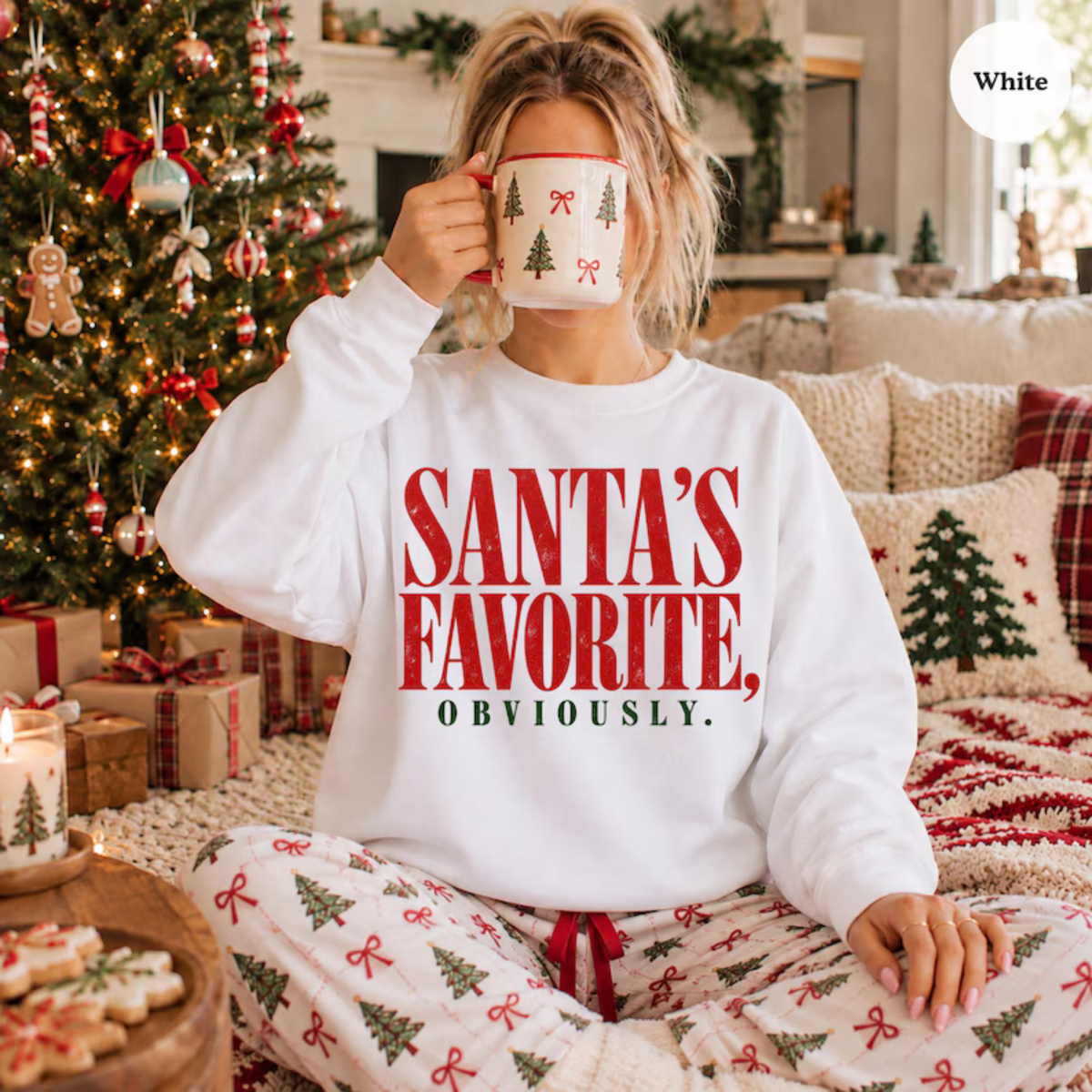 "Santa's Favorite" Retro Christmas Graphic Sweatshirt
