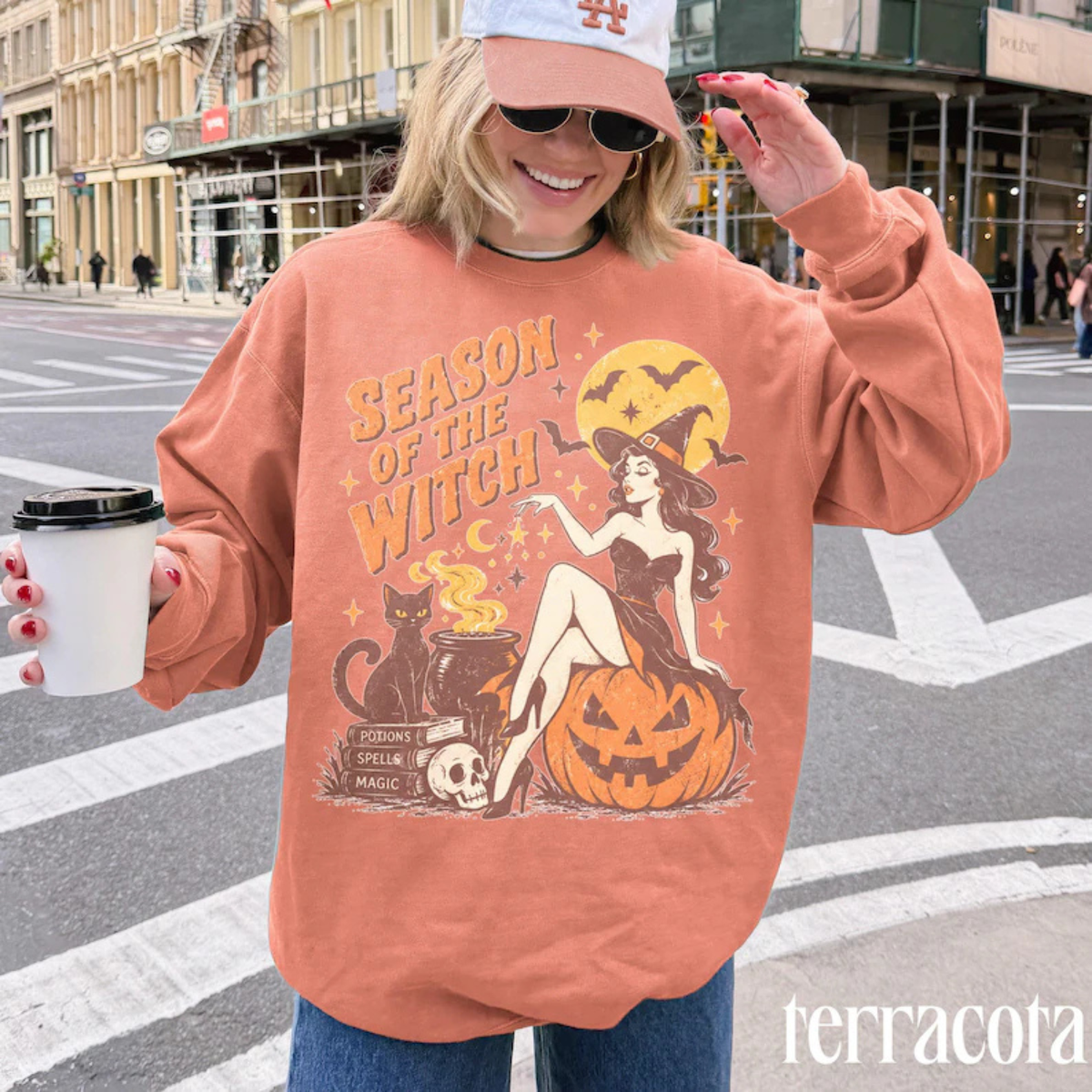 Comfort Colors® Season Of The Witch Pin Up Witch Graphic Sweatshirt