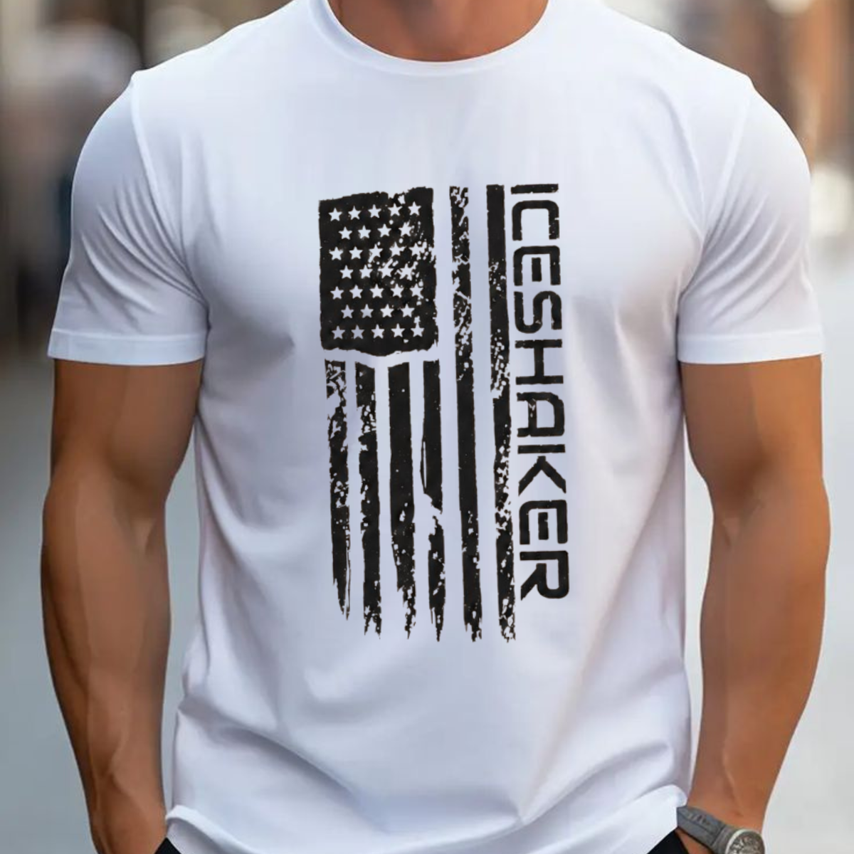 Valor Shaker Tee – Patriotic Tattered American Flag Fitness Shirt