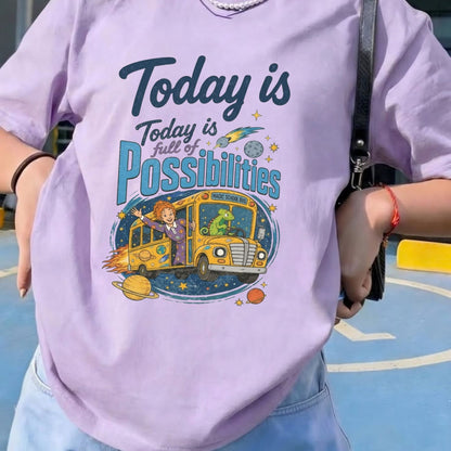 Today Is Full Of Possibilities Teacher Shirt – Comfort Colors Retro School Bus Graphic Tee