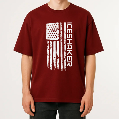 Valor Shaker Tee – Patriotic Tattered American Flag Fitness Shirt