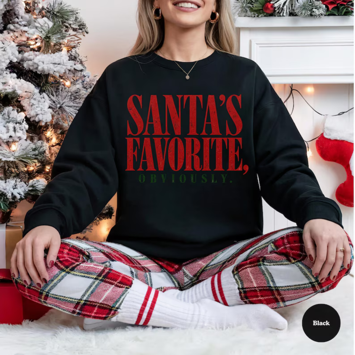 "Santa's Favorite" Retro Christmas Graphic Sweatshirt